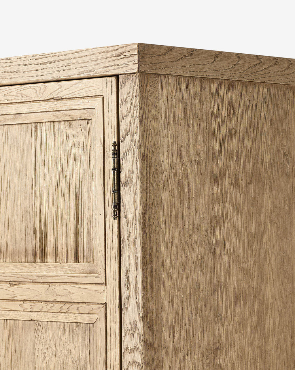 Rustic Worn Oak Cabinet with Bronze Hardware for Living Room
