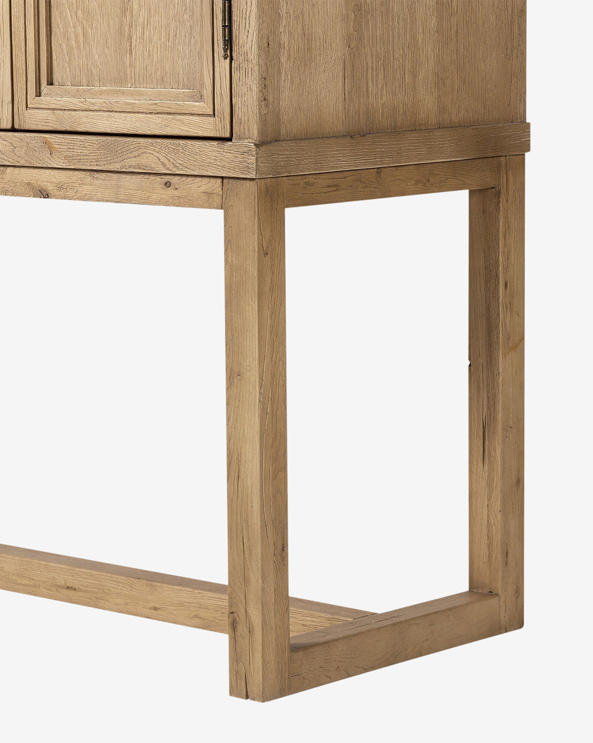 Rustic Worn Oak Cabinet with Bronze Hardware for Living Room