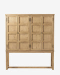 Rustic Worn Oak Cabinet with Bronze Hardware for Living Room