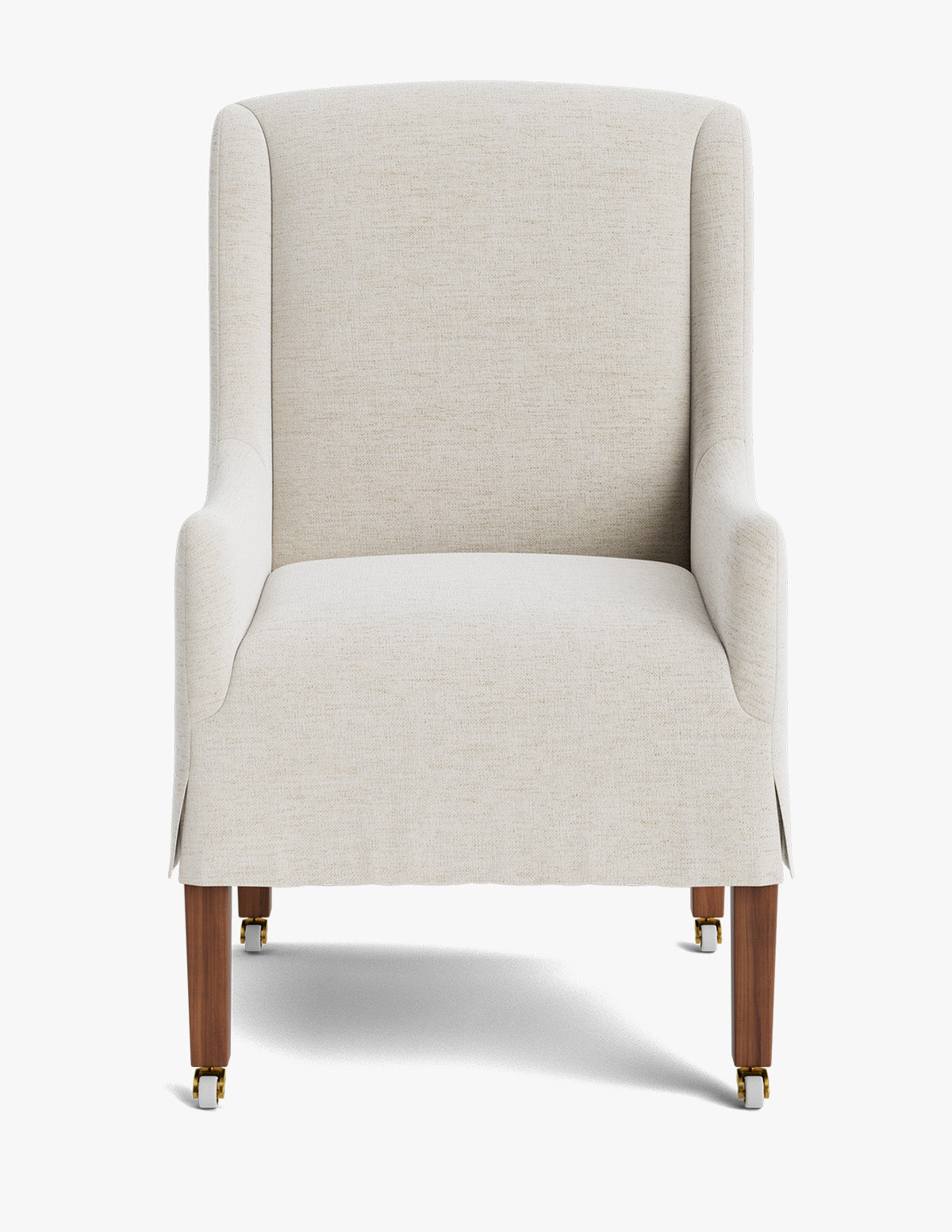 Classic Upholstered Dining Arm Chair with Curved Arms & Structured Lines for Dining Room