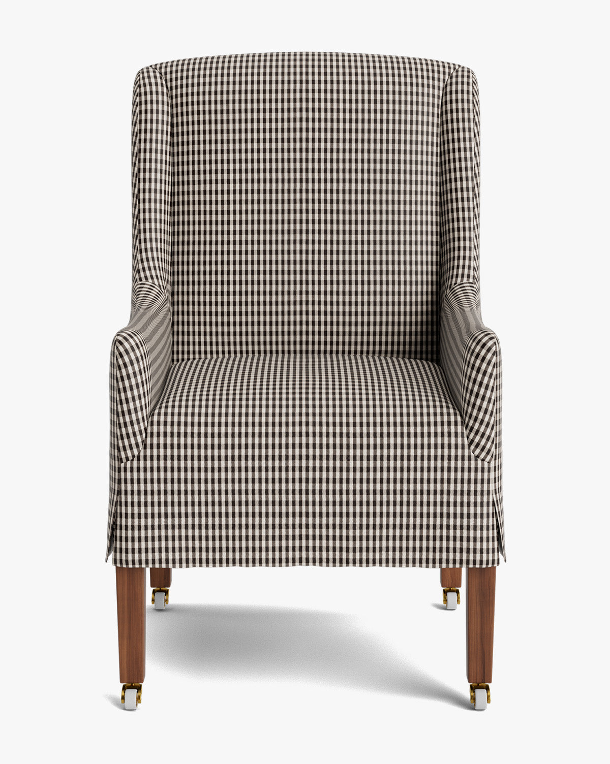 Classic Upholstered Dining Arm Chair with Curved Arms & Structured Lines for Dining Room