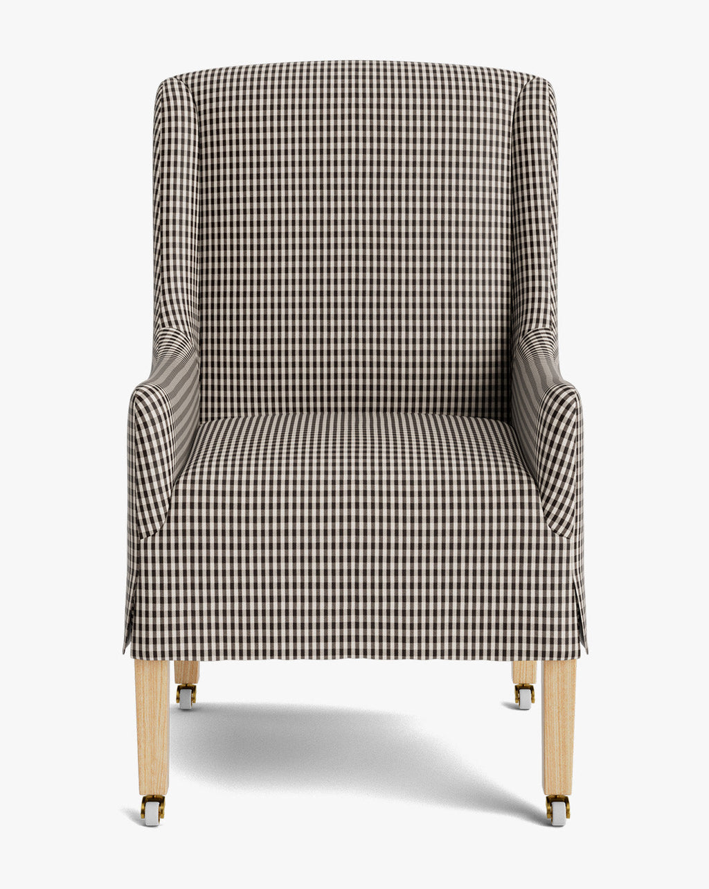 Classic Upholstered Dining Arm Chair with Curved Arms & Structured Lines for Dining Room