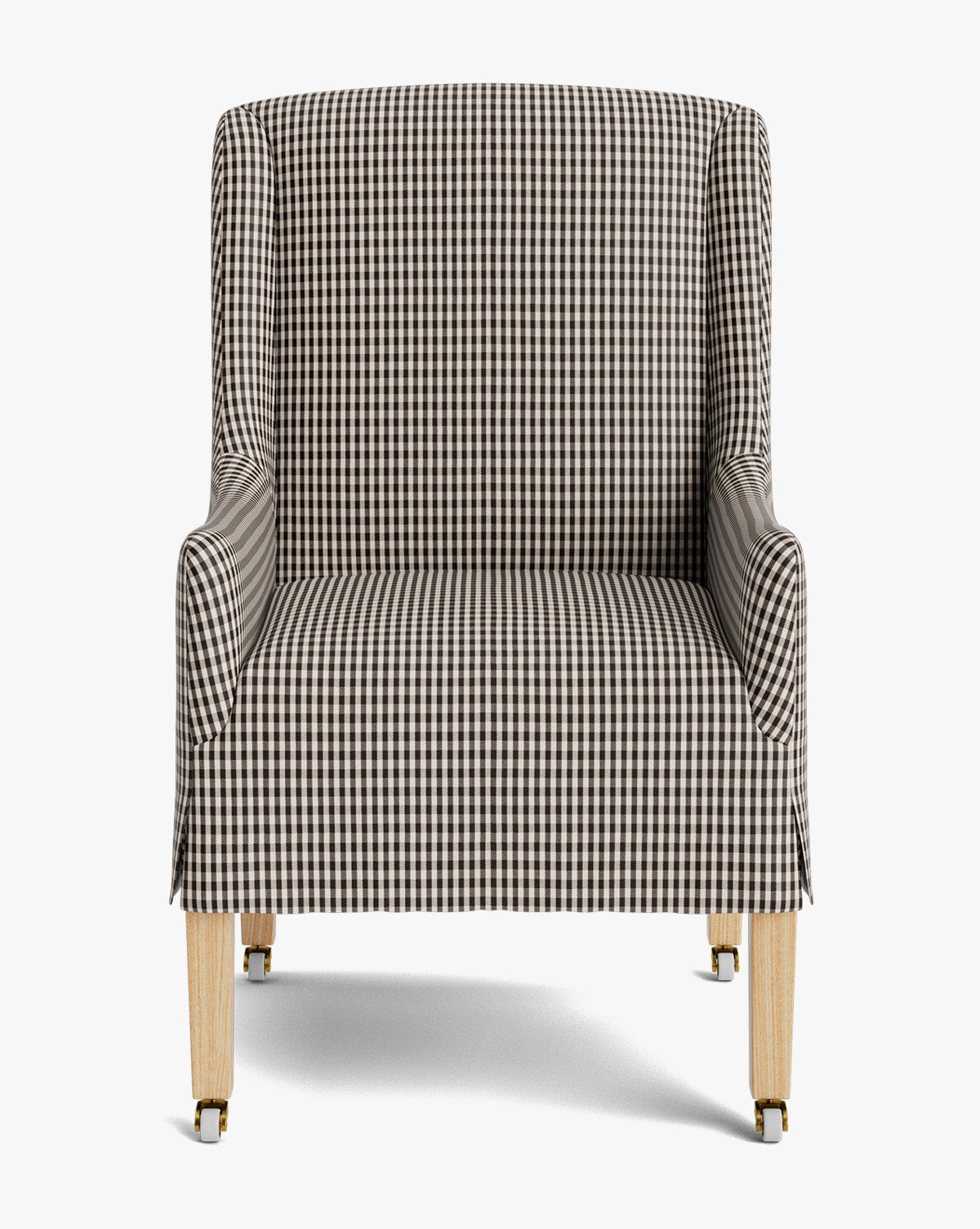 Classic Upholstered Dining Arm Chair with Curved Arms & Structured Lines for Dining Room