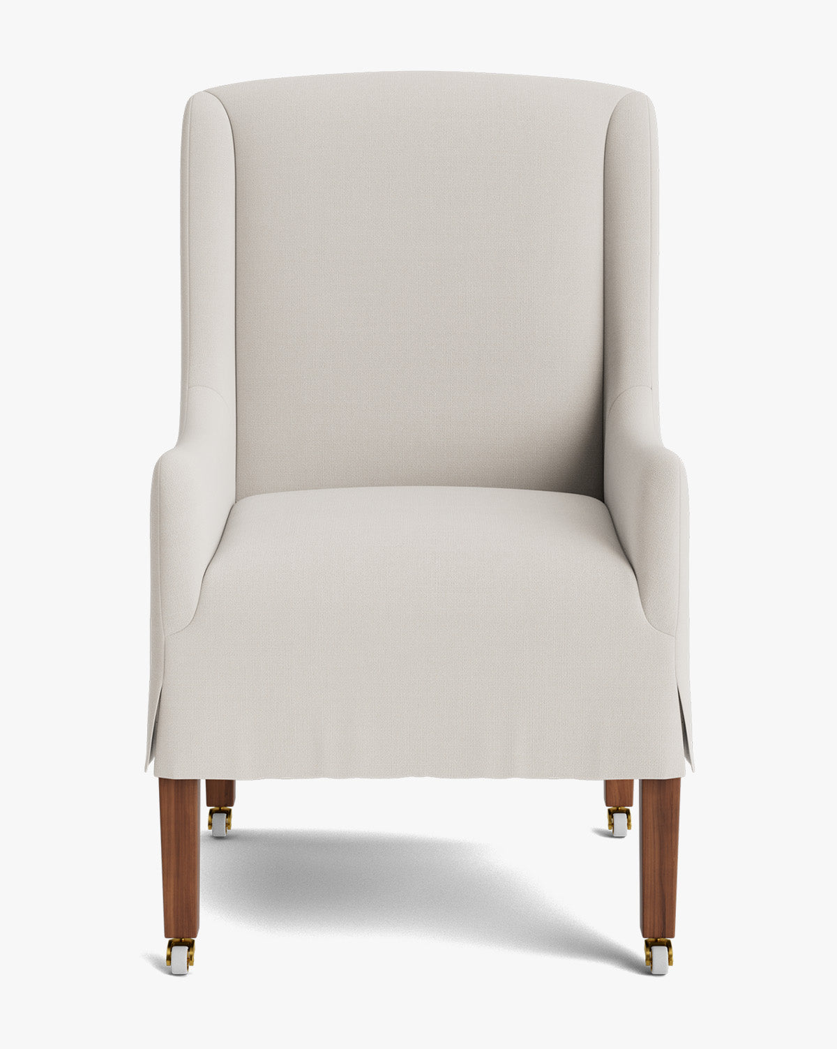 Classic Upholstered Dining Arm Chair with Curved Arms & Structured Lines for Dining Room
