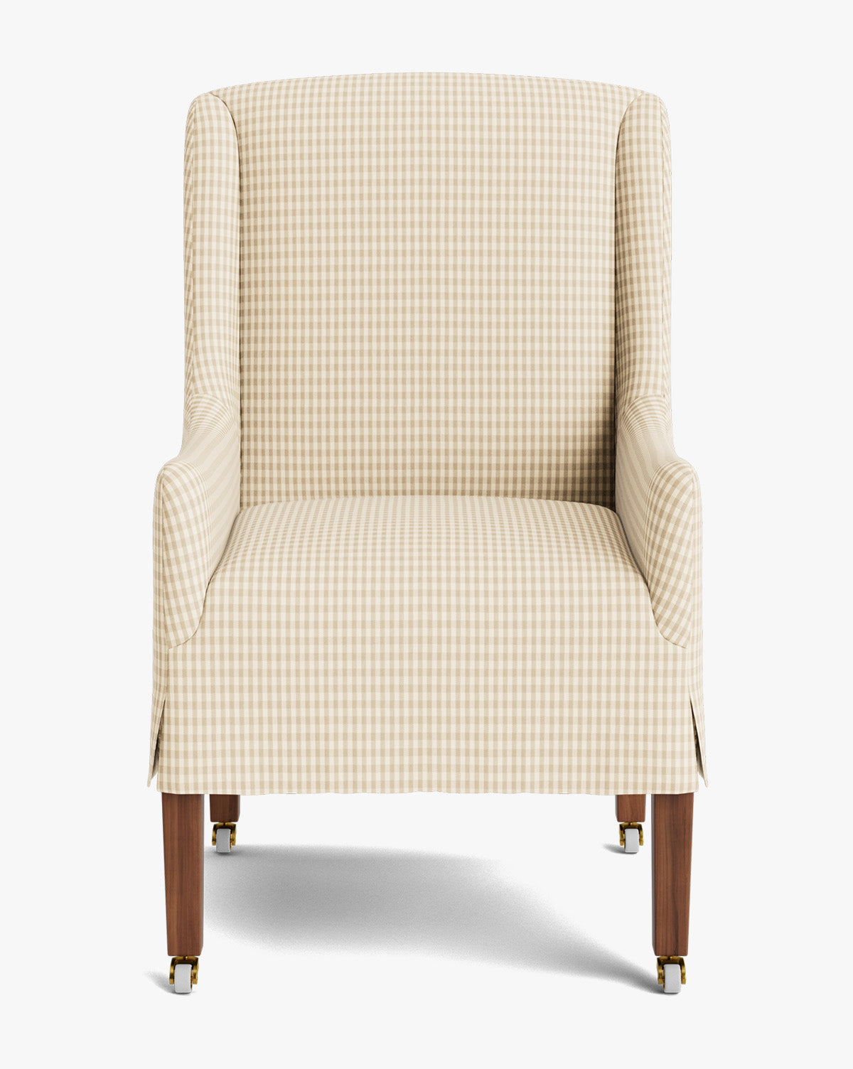 Classic Upholstered Dining Arm Chair with Curved Arms & Structured Lines for Dining Room