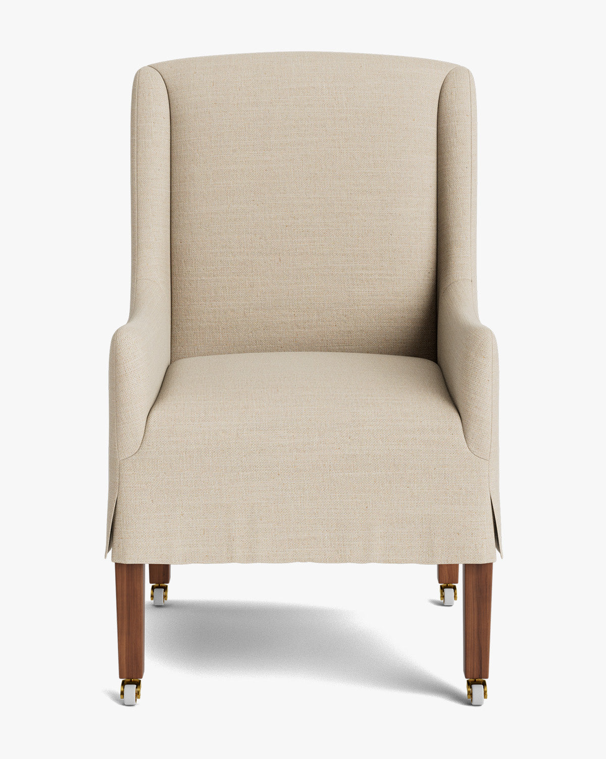 Classic Upholstered Dining Arm Chair with Curved Arms & Structured Lines for Dining Room
