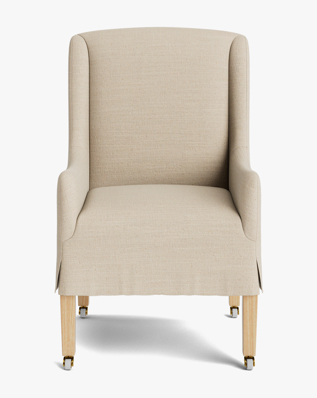 Classic Upholstered Dining Arm Chair with Curved Arms & Structured Lines for Dining Room
