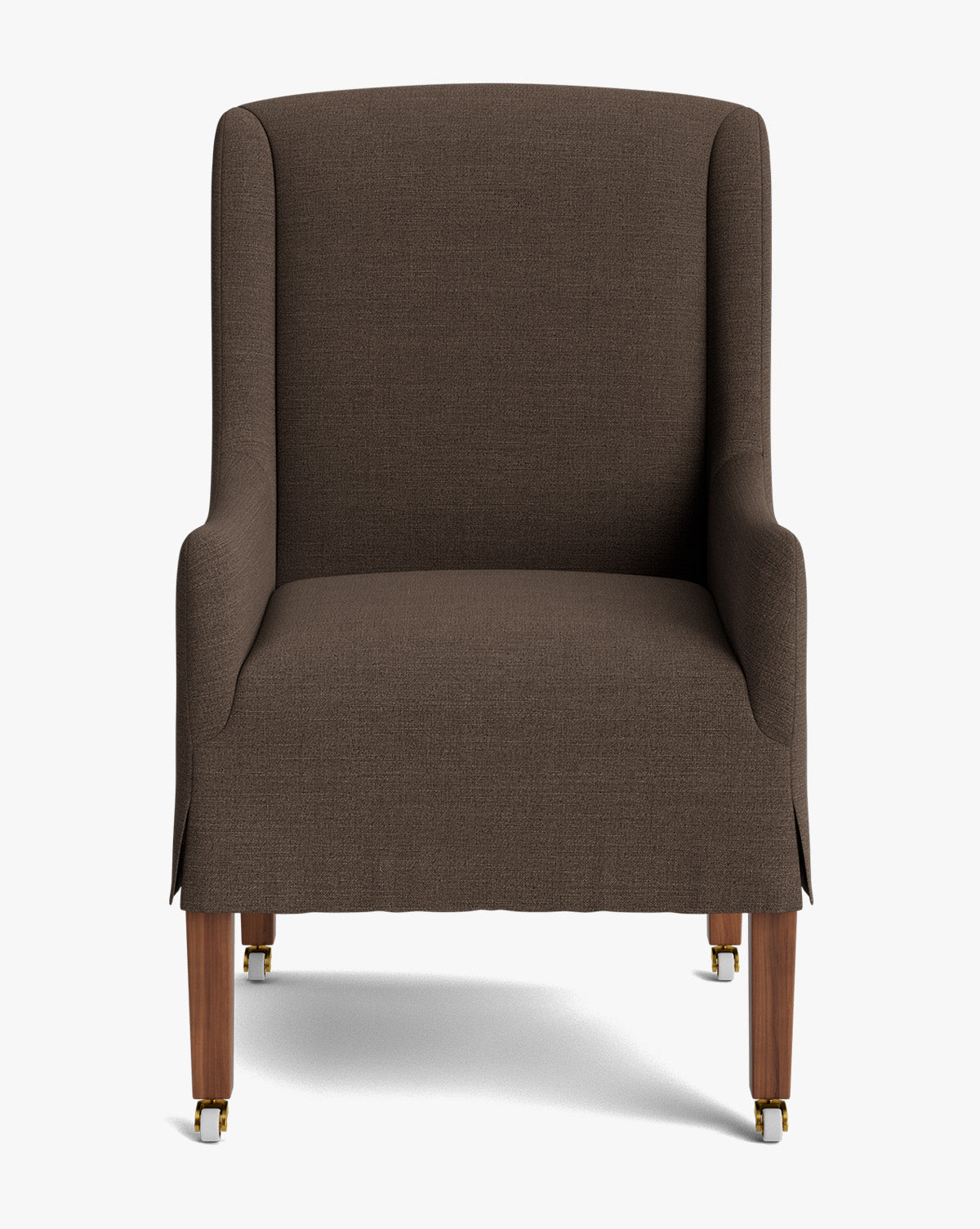 Classic Upholstered Dining Arm Chair with Curved Arms & Structured Lines for Dining Room