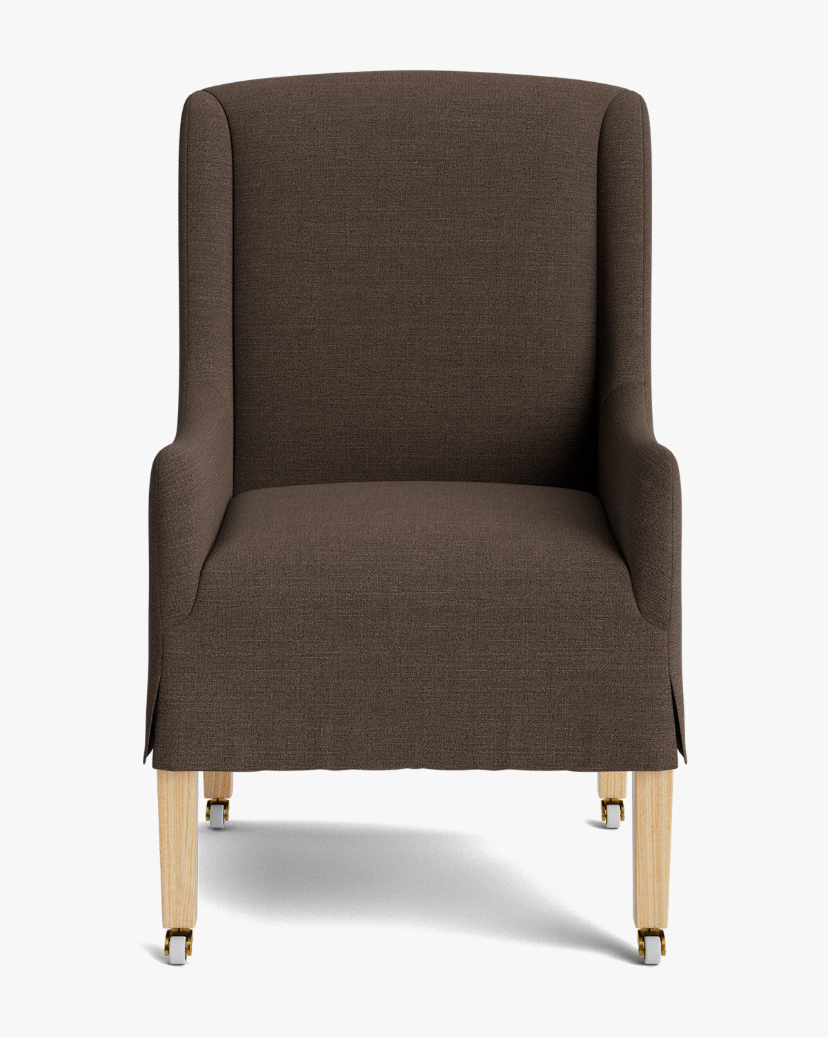 Classic Upholstered Dining Arm Chair with Curved Arms & Structured Lines for Dining Room