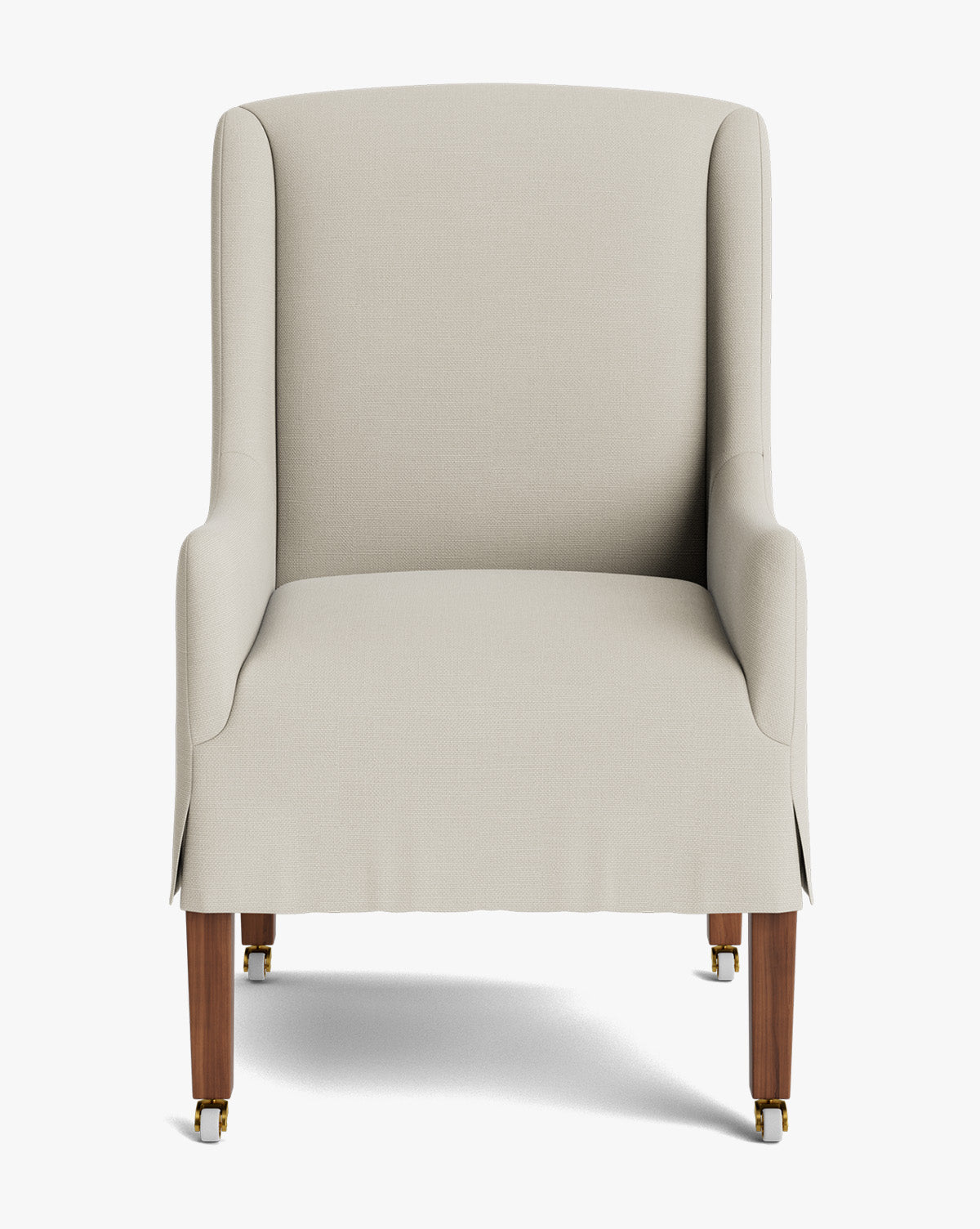 Classic Upholstered Dining Arm Chair with Curved Arms & Structured Lines for Dining Room