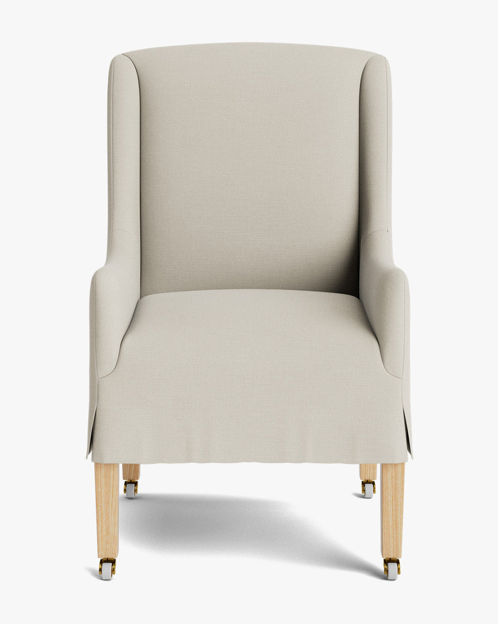 Classic Upholstered Dining Arm Chair with Curved Arms & Structured Lines for Dining Room