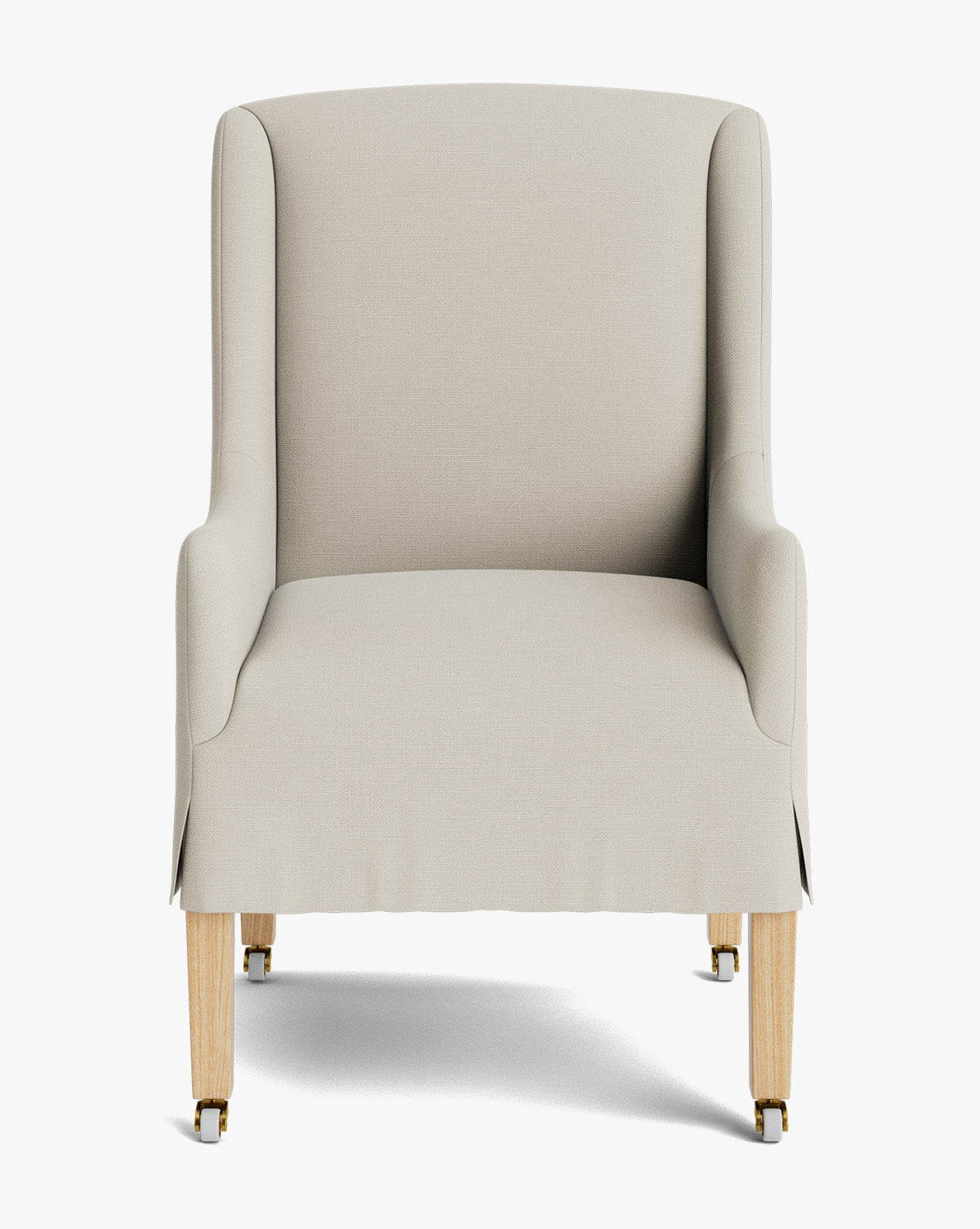 Classic Upholstered Dining Arm Chair with Curved Arms & Structured Lines for Dining Room