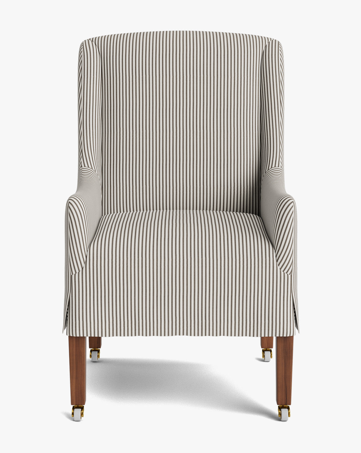 Classic Upholstered Dining Arm Chair with Curved Arms & Structured Lines for Dining Room