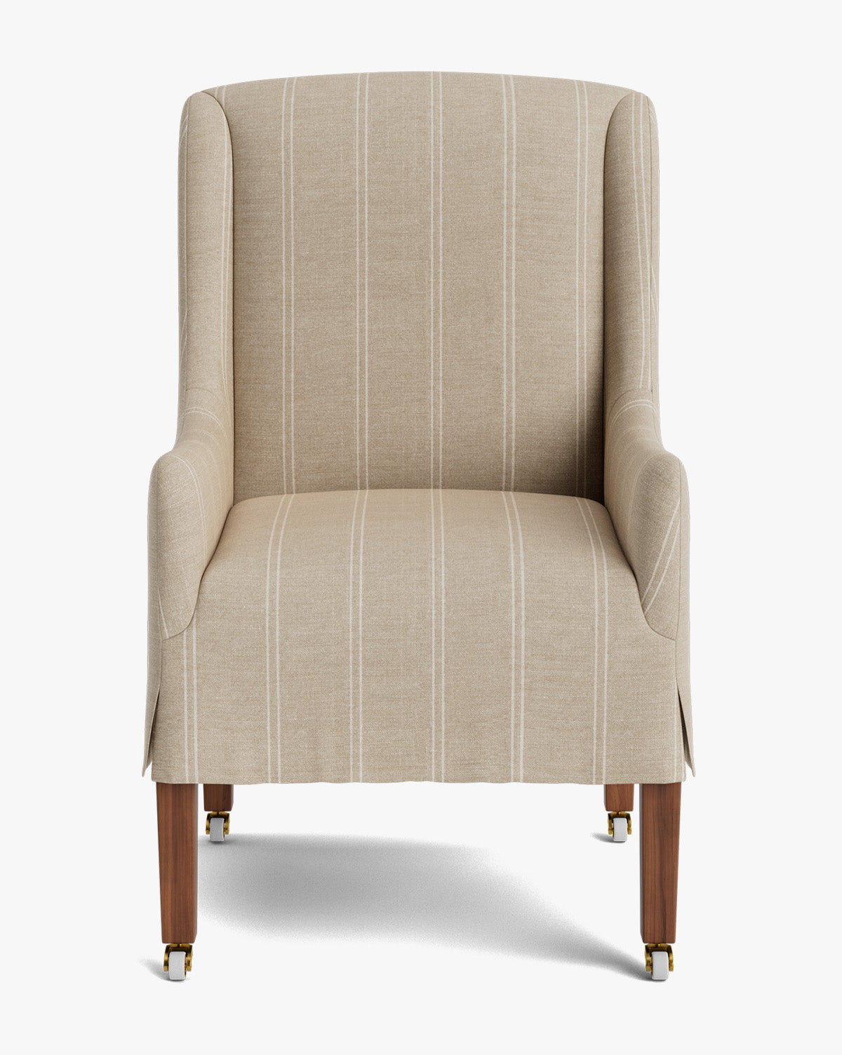 Classic Upholstered Dining Arm Chair with Curved Arms & Structured Lines for Dining Room