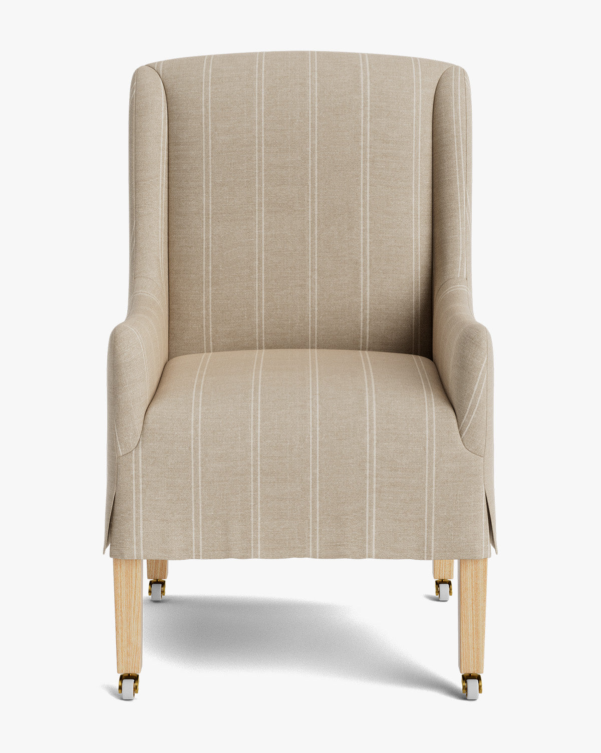 Classic Upholstered Dining Arm Chair with Curved Arms & Structured Lines for Dining Room