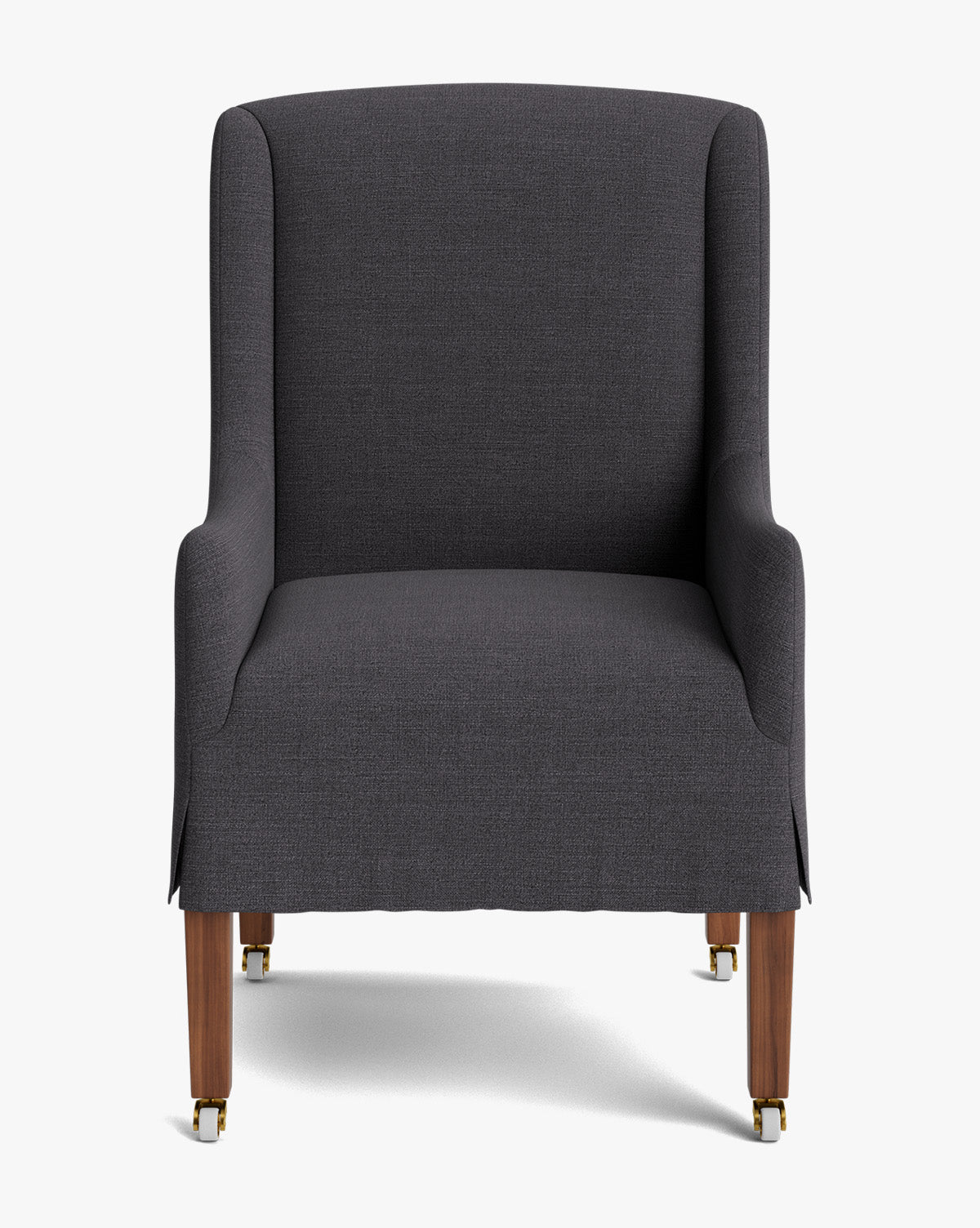 Classic Upholstered Dining Arm Chair with Curved Arms & Structured Lines for Dining Room