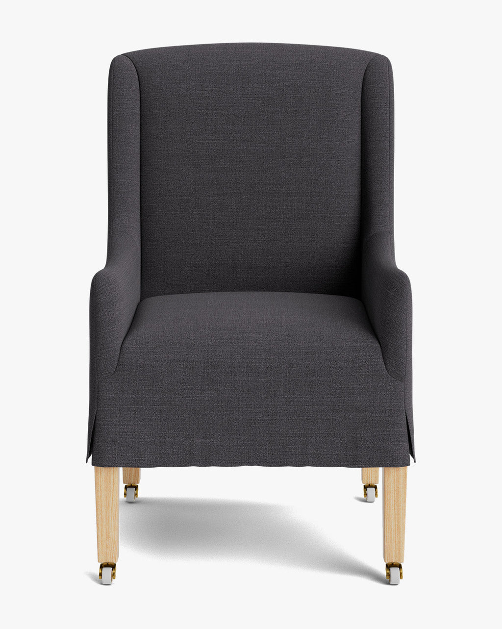 Classic Upholstered Dining Arm Chair with Curved Arms & Structured Lines for Dining Room