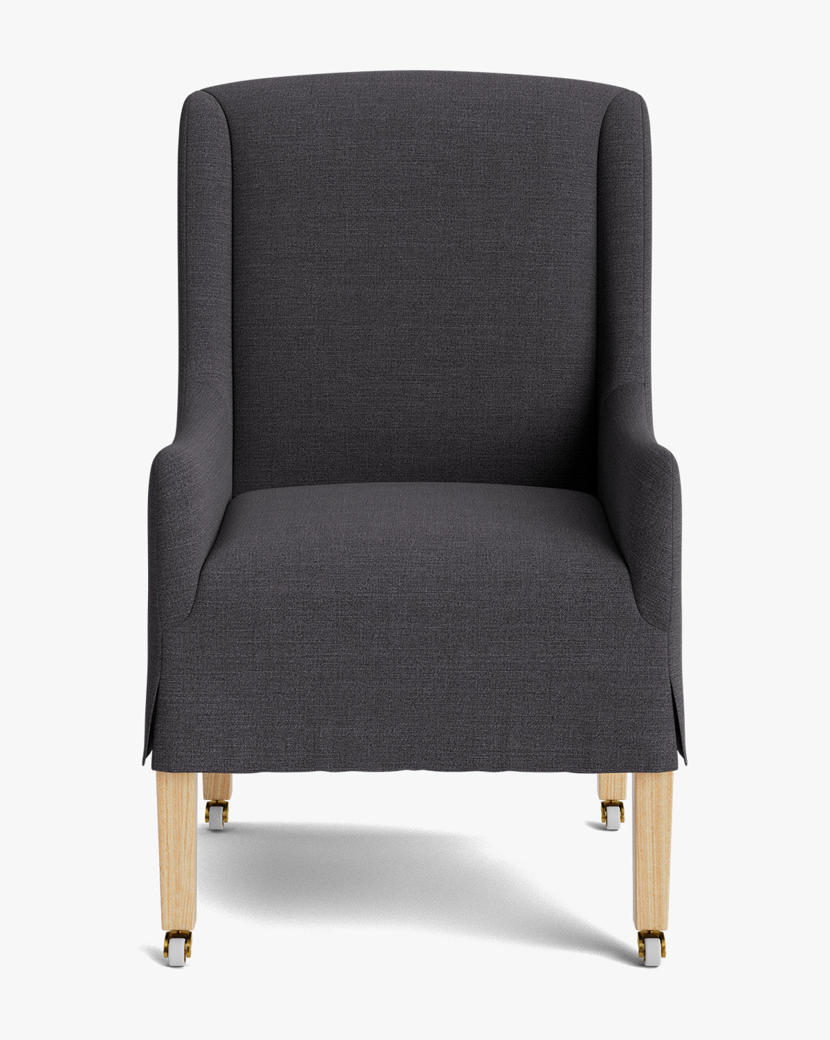 Classic Upholstered Dining Arm Chair with Curved Arms & Structured Lines for Dining Room