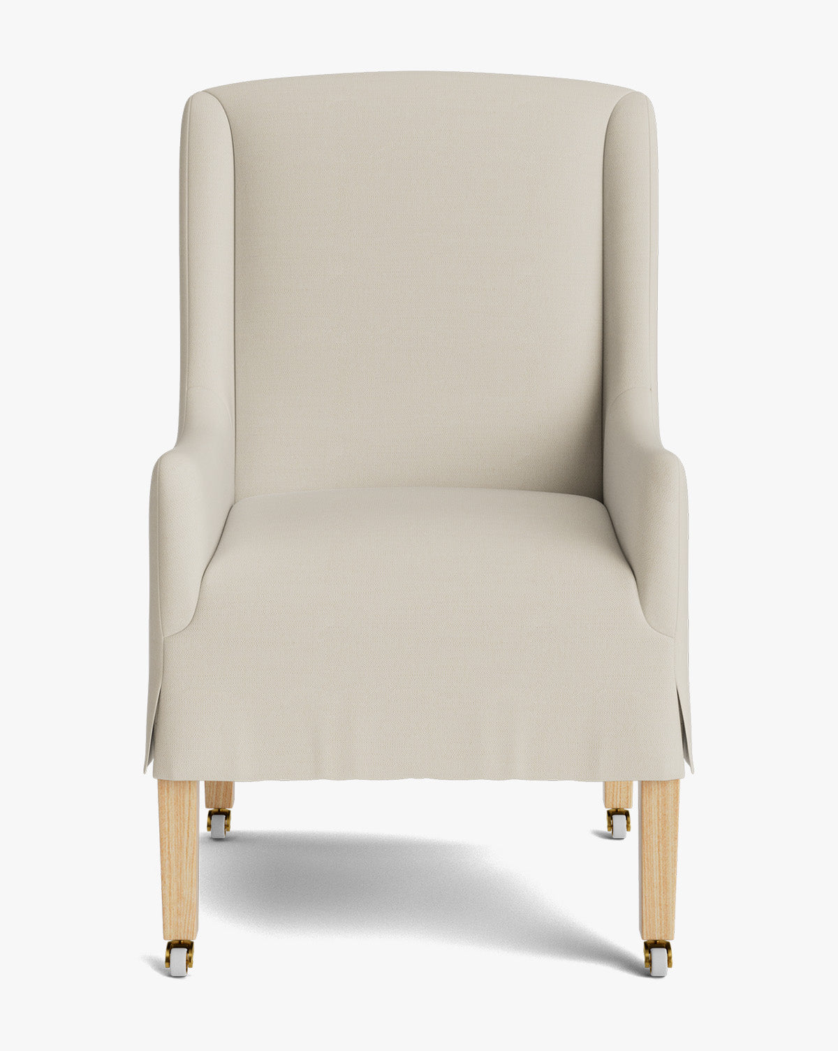 Classic Upholstered Dining Arm Chair with Curved Arms & Structured Lines for Dining Room
