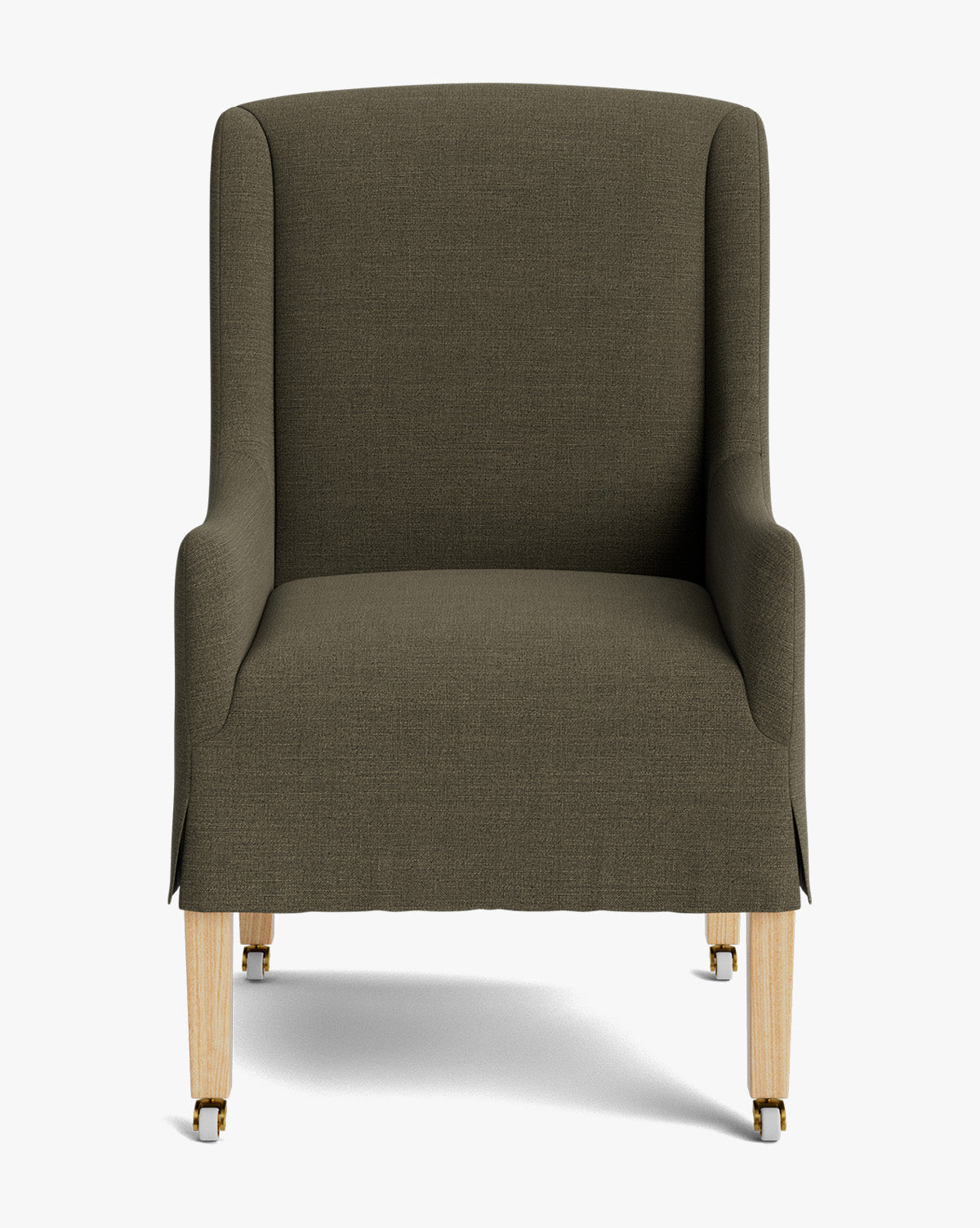 Classic Upholstered Dining Arm Chair with Curved Arms & Structured Lines for Dining Room