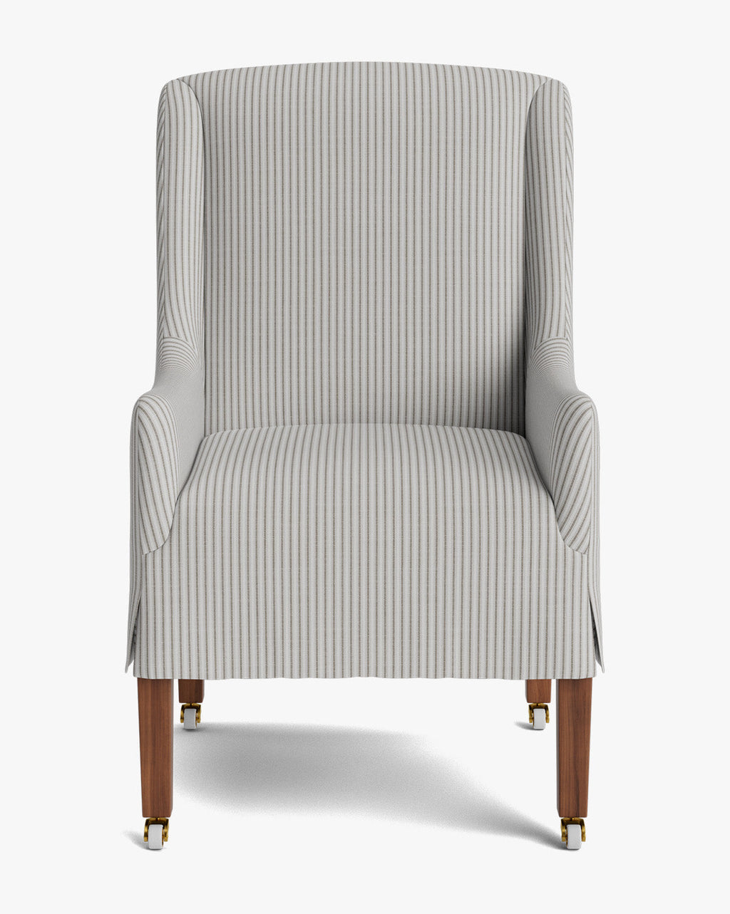 Classic Upholstered Dining Arm Chair with Curved Arms & Structured Lines for Dining Room