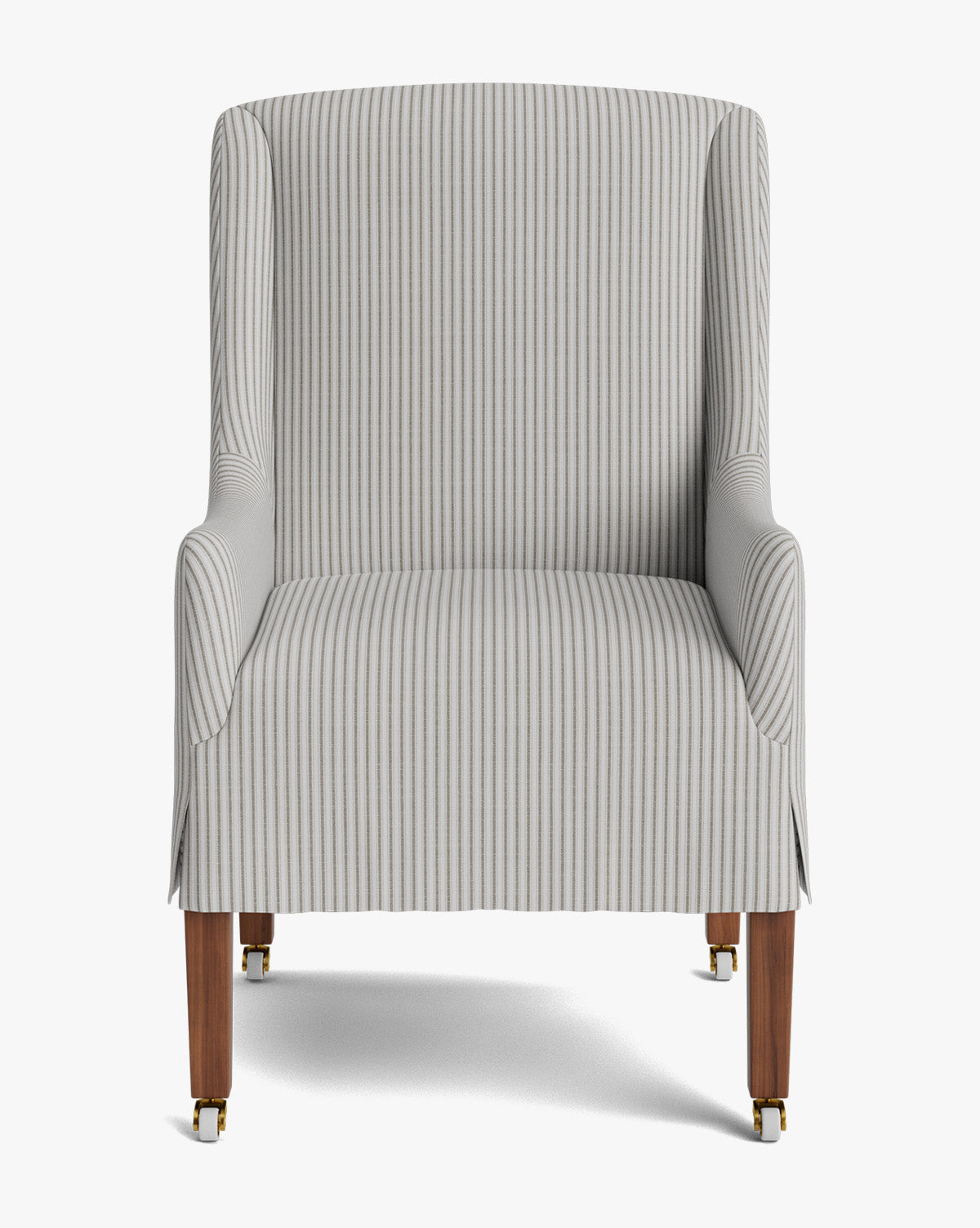 Classic Upholstered Dining Arm Chair with Curved Arms & Structured Lines for Dining Room
