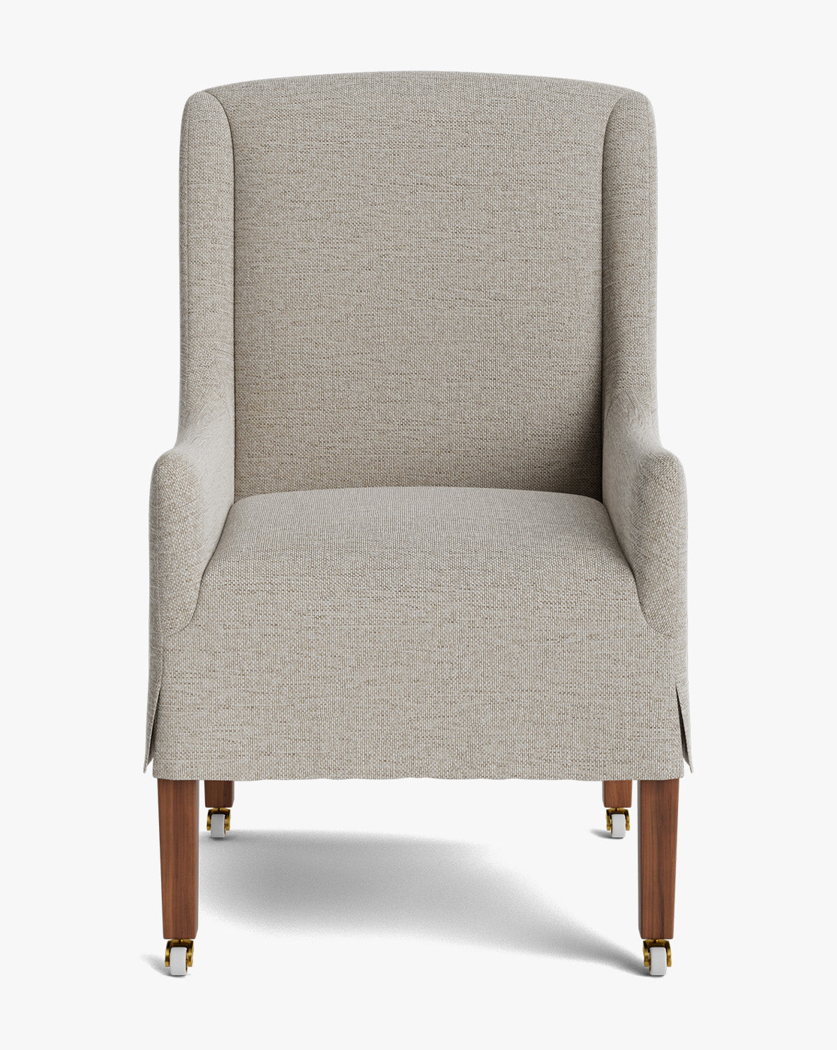 Classic Upholstered Dining Arm Chair with Curved Arms & Structured Lines for Dining Room