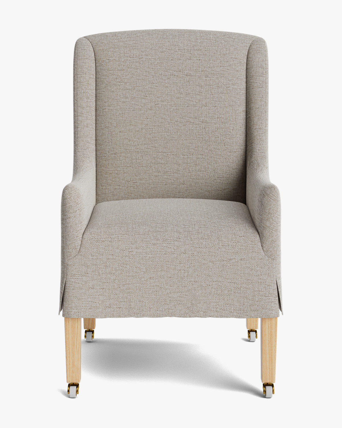 Classic Upholstered Dining Arm Chair with Curved Arms & Structured Lines for Dining Room