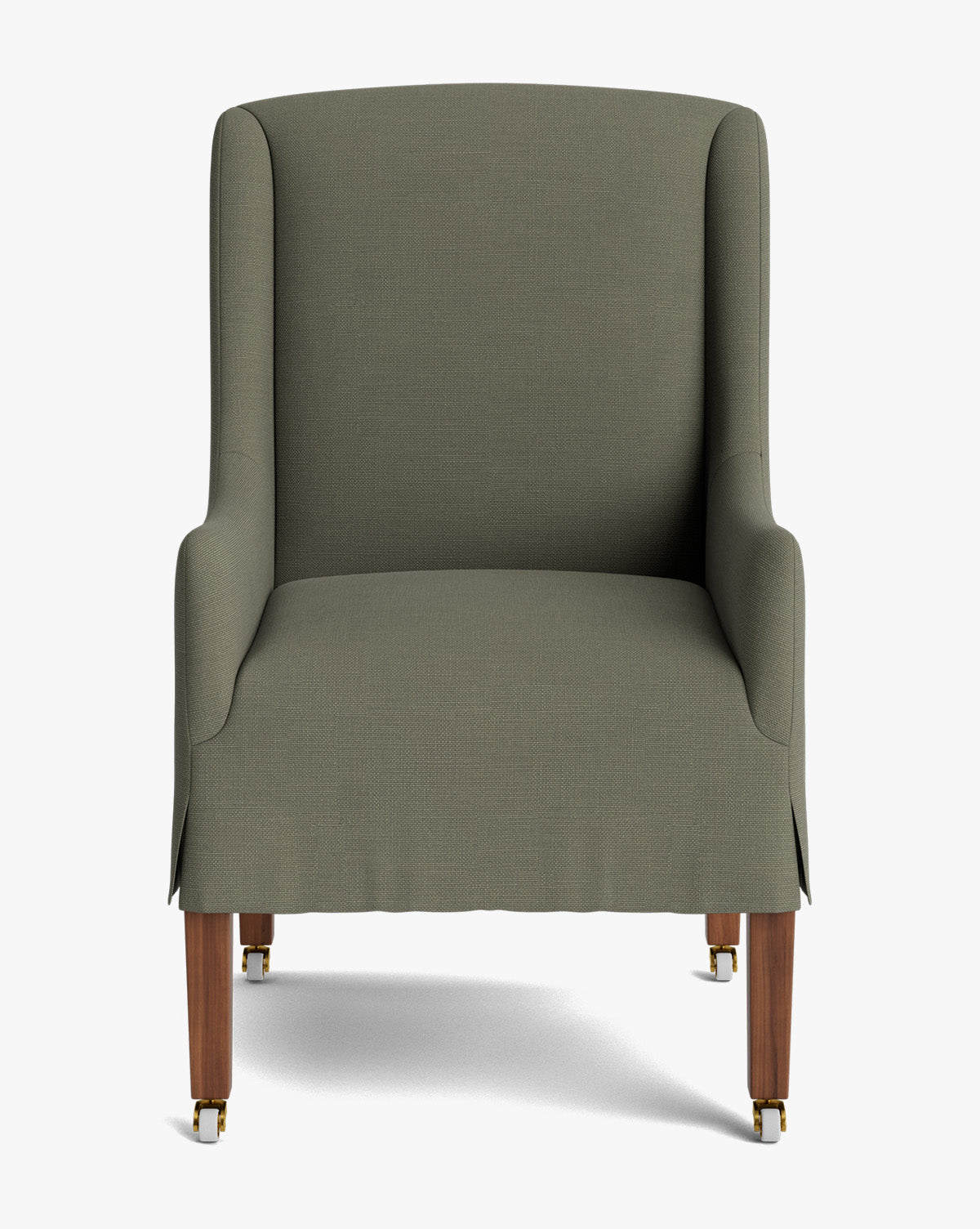 Classic Upholstered Dining Arm Chair with Curved Arms & Structured Lines for Dining Room