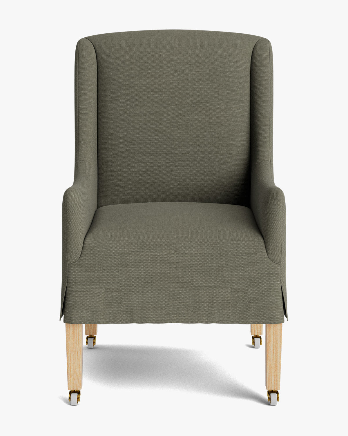 Classic Upholstered Dining Arm Chair with Curved Arms & Structured Lines for Dining Room