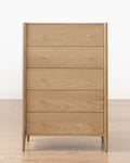 Heritage White Oak Tallboy Dresser with Five Drawers & Brass Hardware for Bedroom