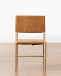 Transitional Leather & Wood Dining Chair with Rounded Straps for Dining Room
