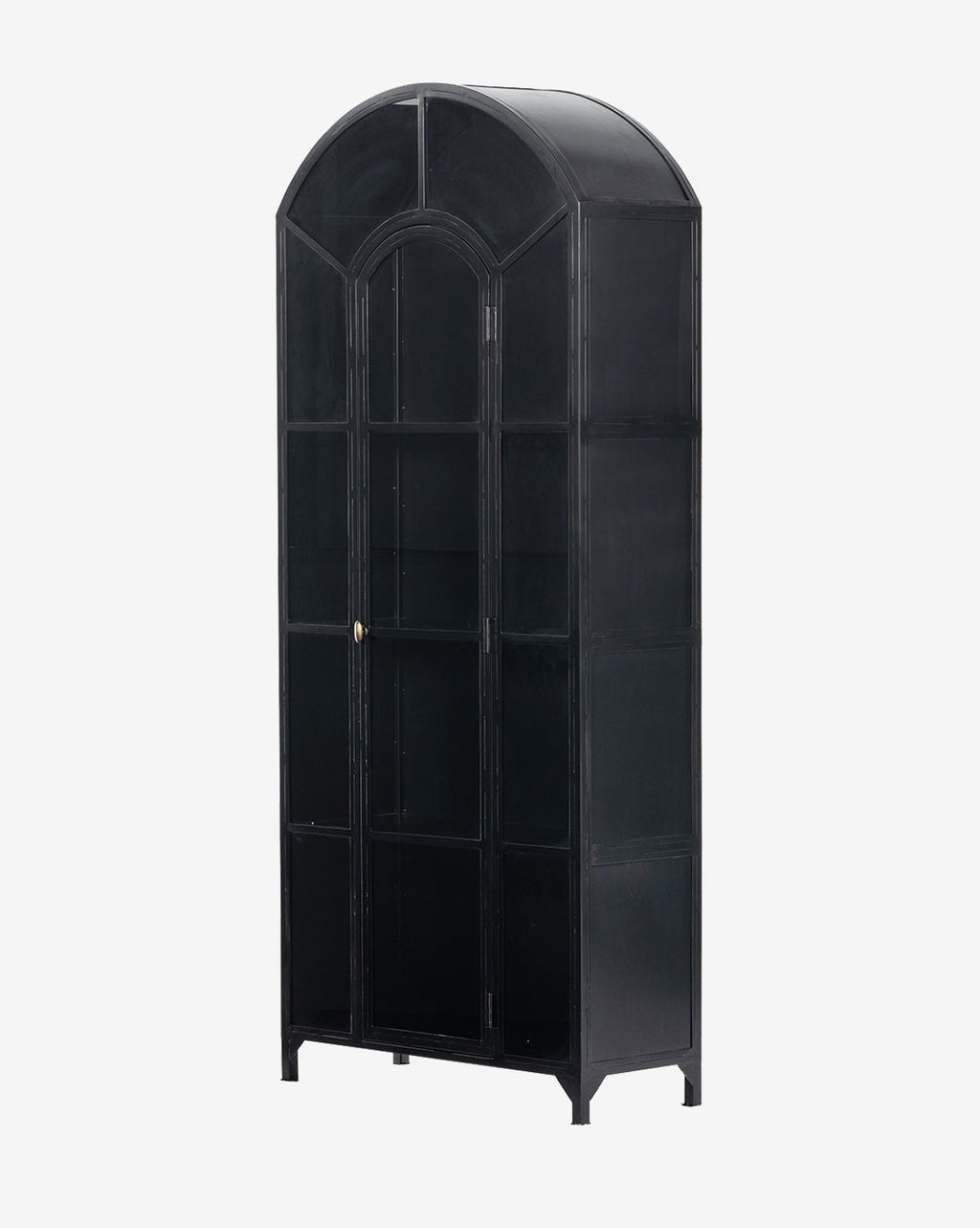 Modern Oak Cabinet with Arched Top & Glass Doors for Living Room