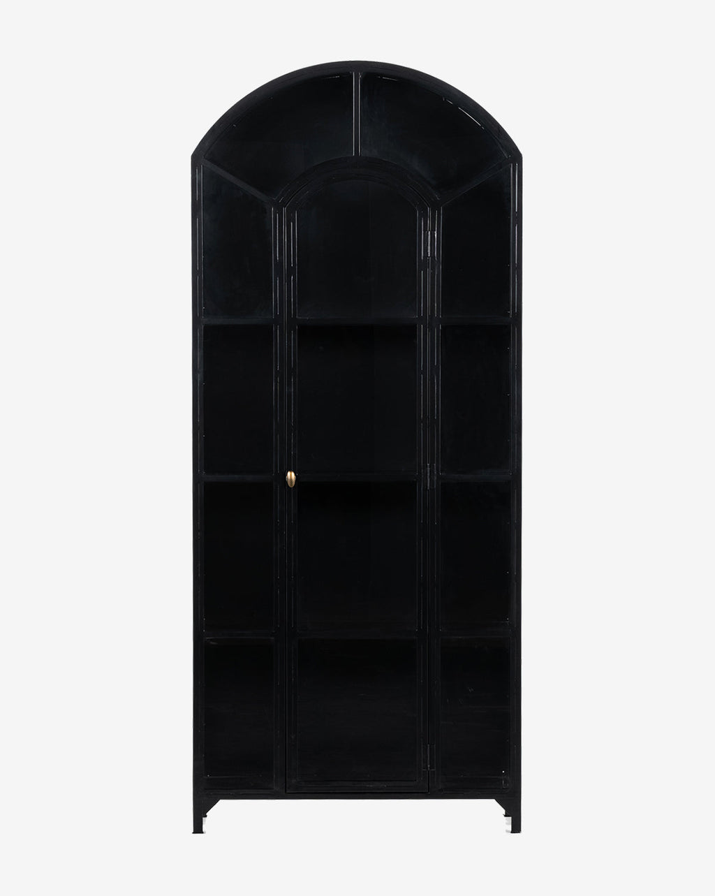 Modern Oak Cabinet with Arched Top & Glass Doors for Living Room