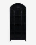 Modern Oak Cabinet with Arched Top & Glass Doors for Living Room