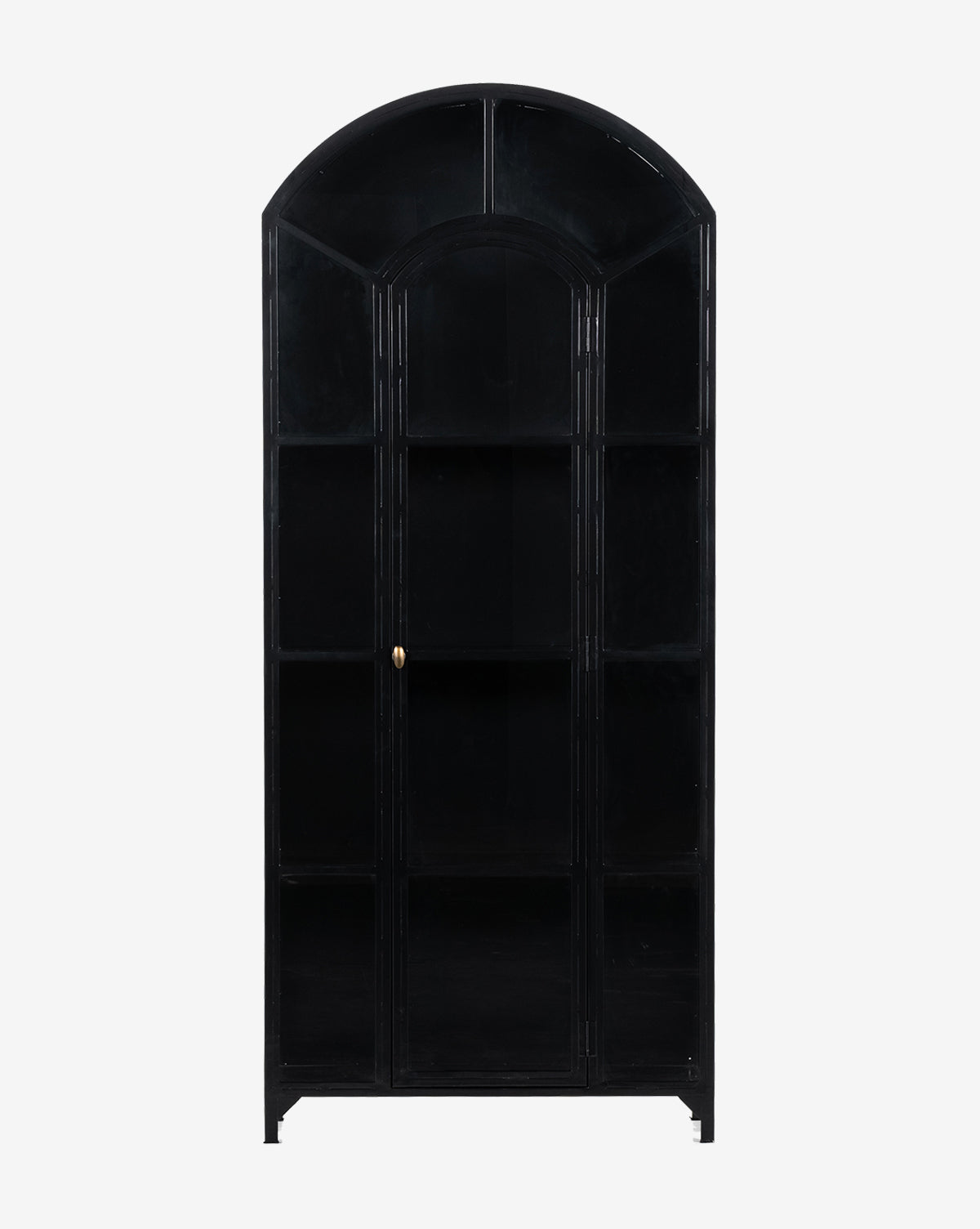 Modern Oak Cabinet with Arched Top & Glass Doors for Living Room