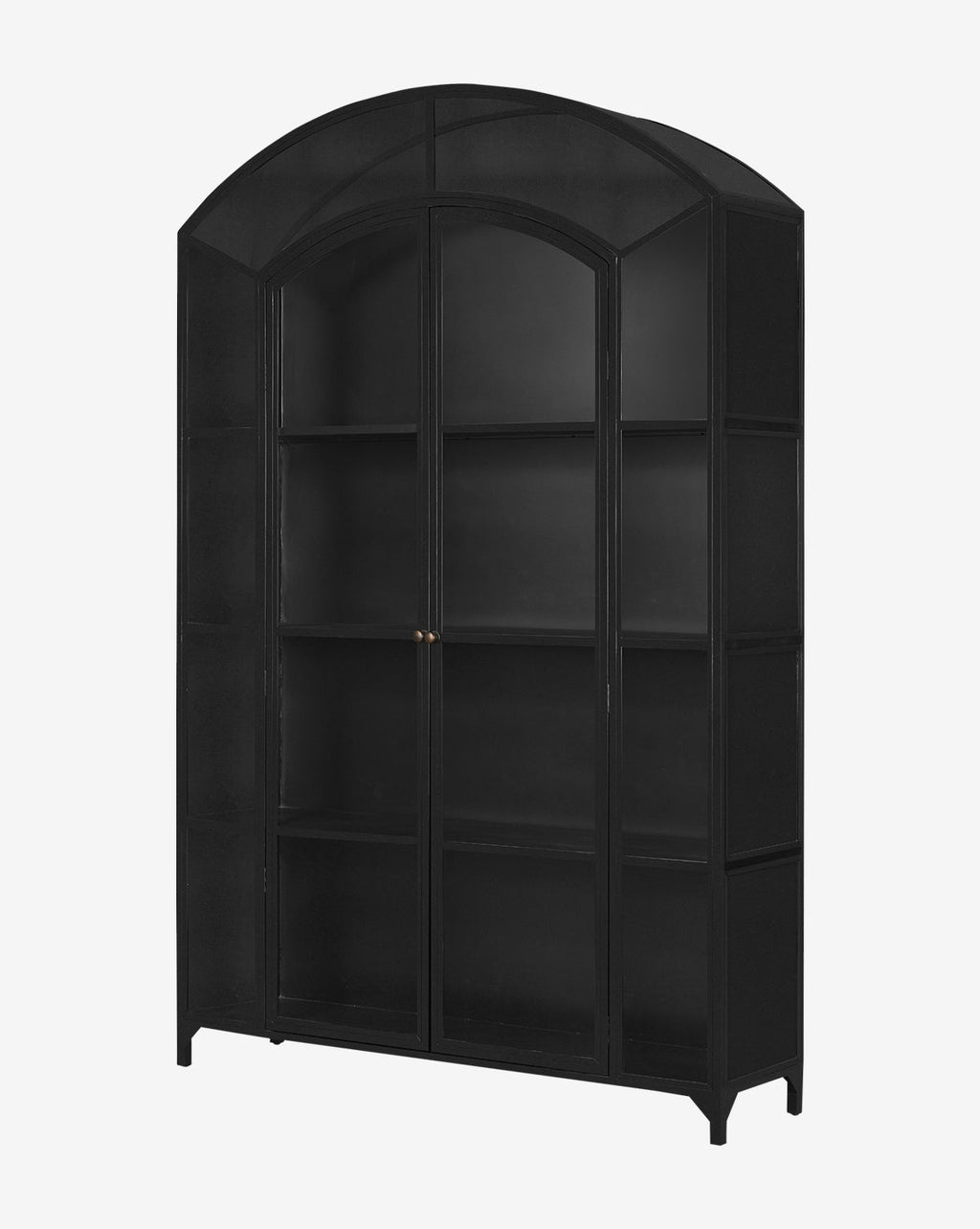 Industrial Iron & Glass Wide Cabinet with Arched Top for Living Room