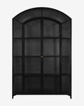 Industrial Iron & Glass Wide Cabinet with Arched Top for Living Room