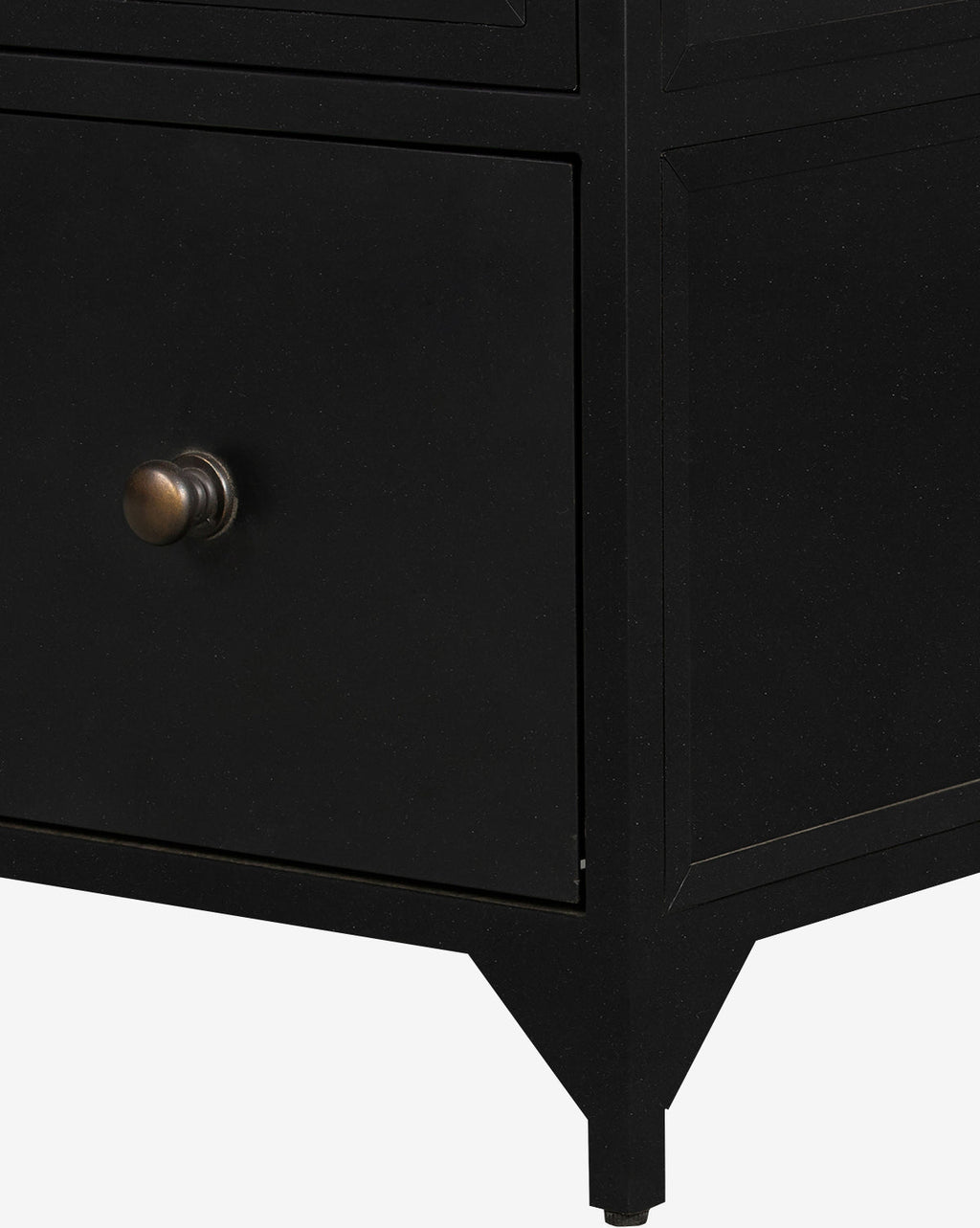 Industrial Matte Iron Cabinet with Brass Hardware & Crescent Legs for Living Room