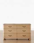 Classic Light Wood Dresser with Brass Hardware & Bun Feet for Bedroom