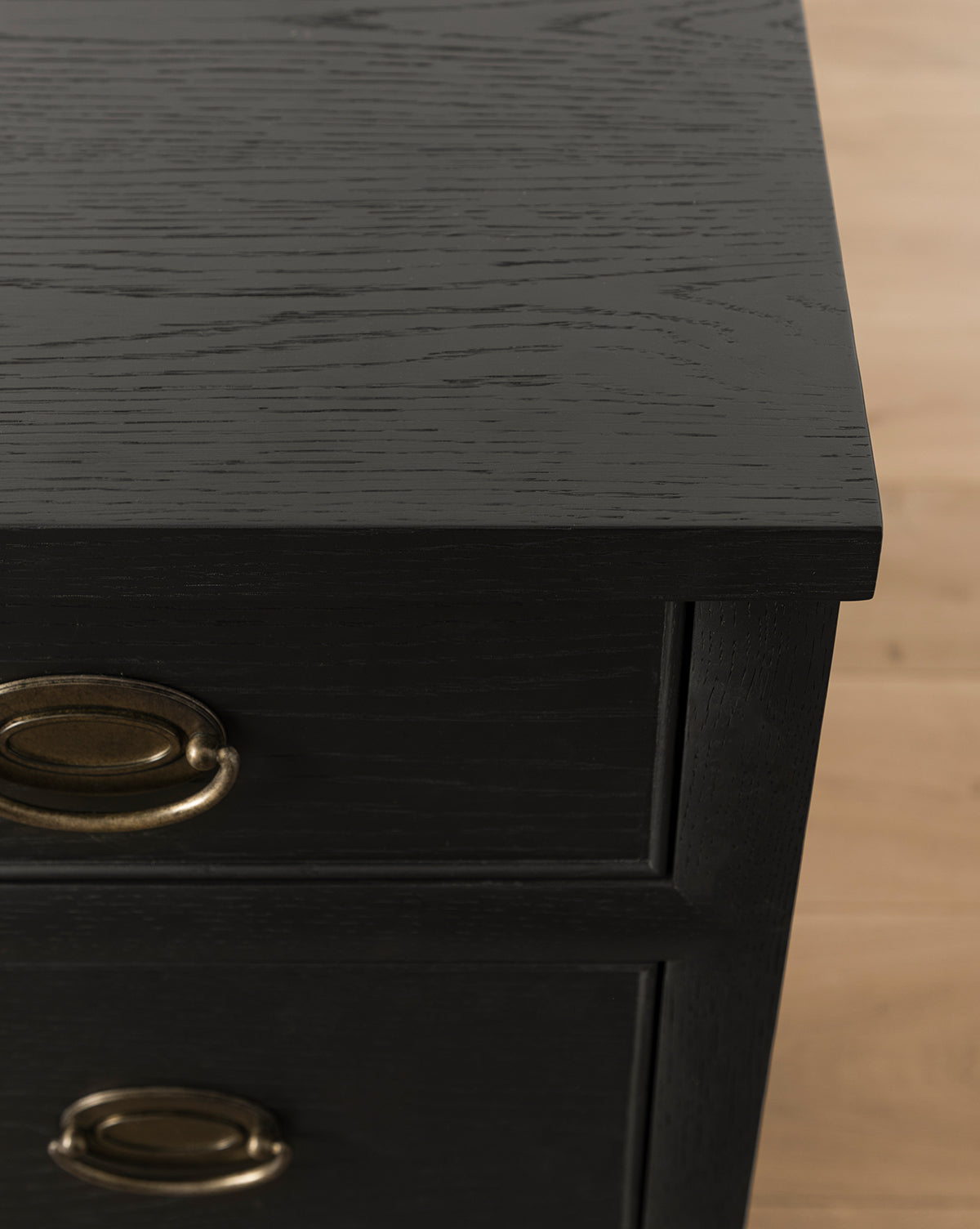 Modern Black Ash Dresser with Brass Hardware for Bedroom