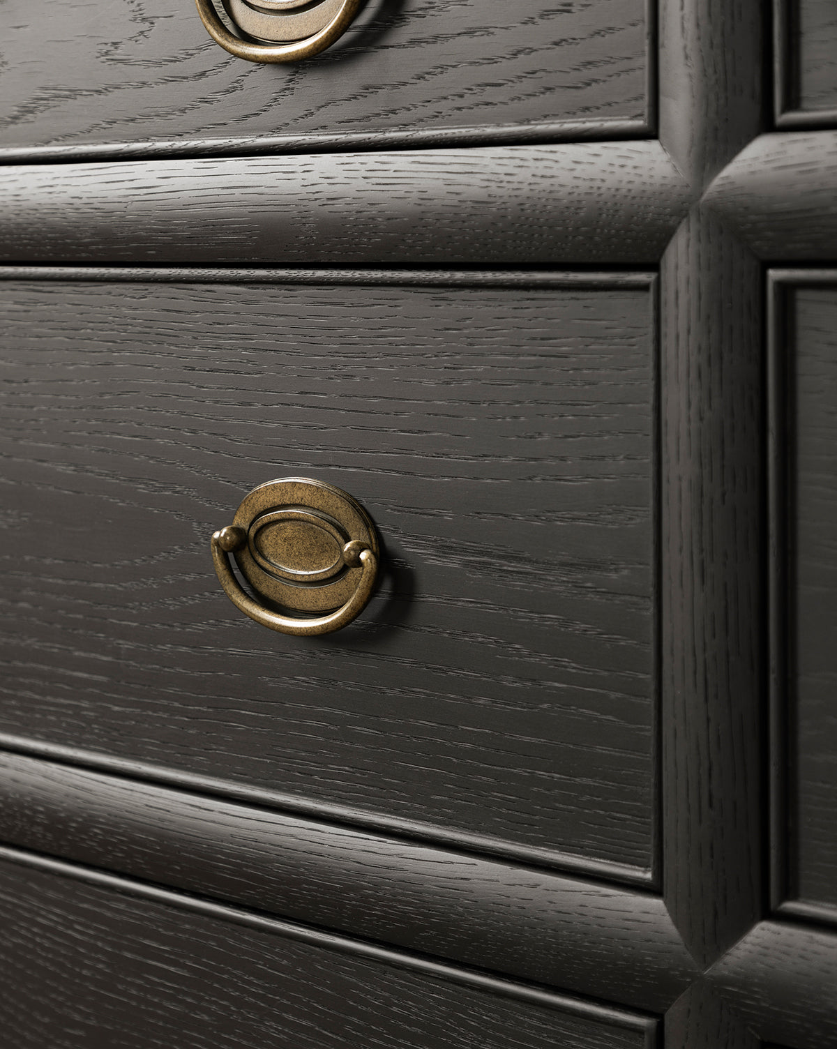 Modern Black Ash Dresser with Brass Hardware for Bedroom