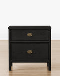 Modern Black Ash Nightstand with Brass Hardware & Spacious Drawer for Bedroom