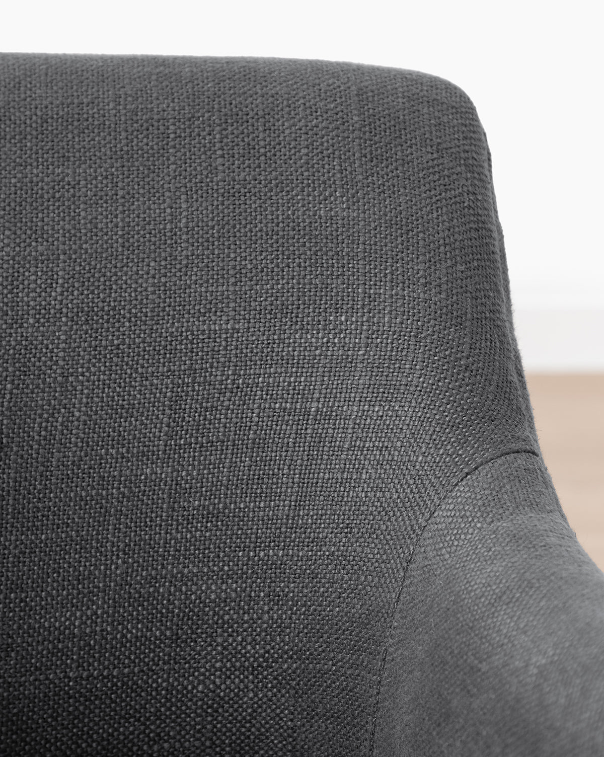 Contemporary Linen Dining Chair with Fluid Armrests for Dining Room