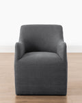 Contemporary Linen Dining Chair with Fluid Armrests for Dining Room
