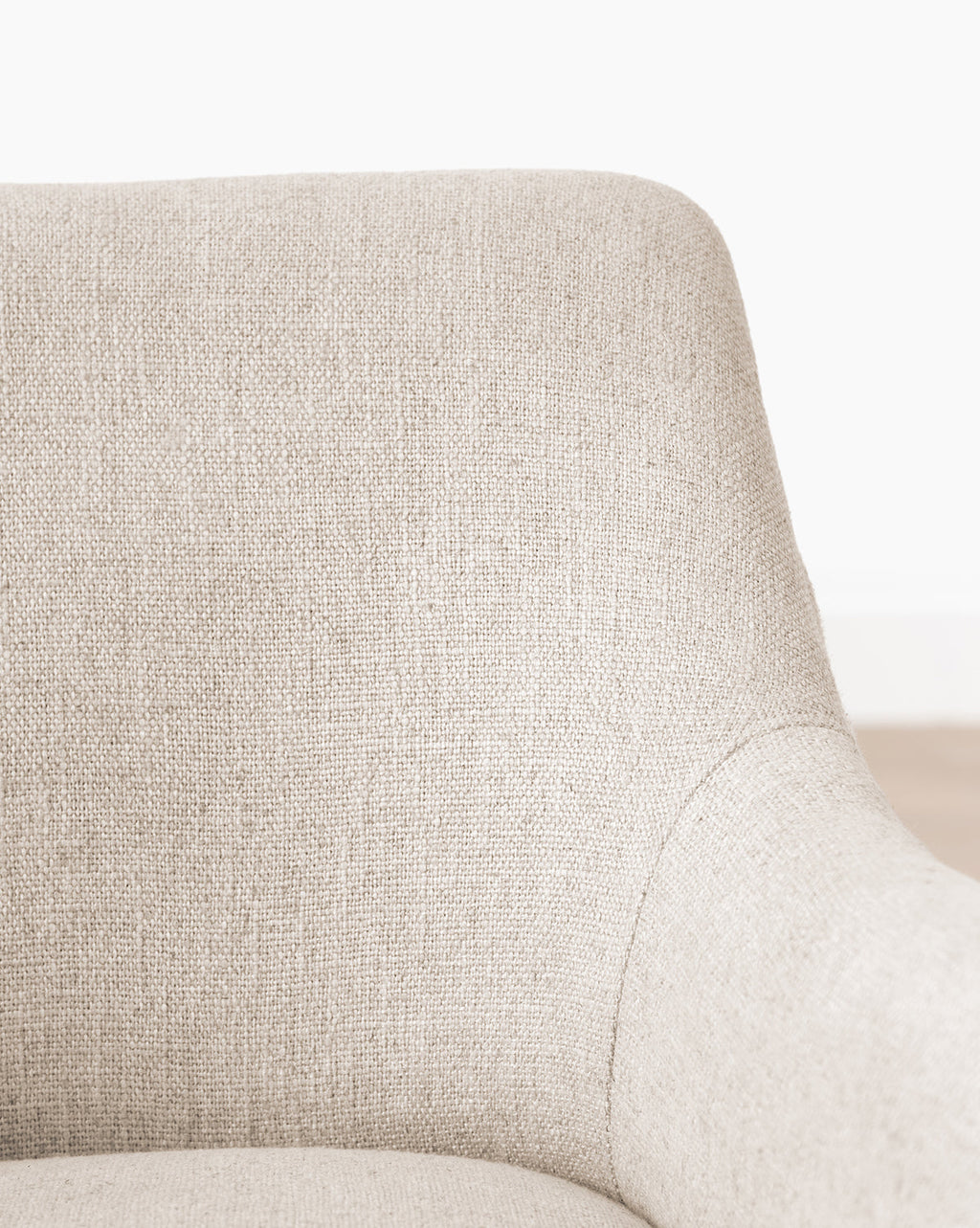 Contemporary Linen Dining Chair with Fluid Armrests for Dining Room