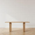 Natural Solid Mango Wood Dining Table with Shapely Base for Dining Room