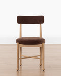 Scandinavian White Oak Dining Chair with Curved Ball Foot & Round Seat for Dining Room