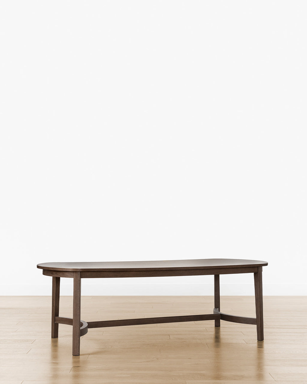 Modern Walnut Oak Dining Table with Curved Base Supports for Dining Room