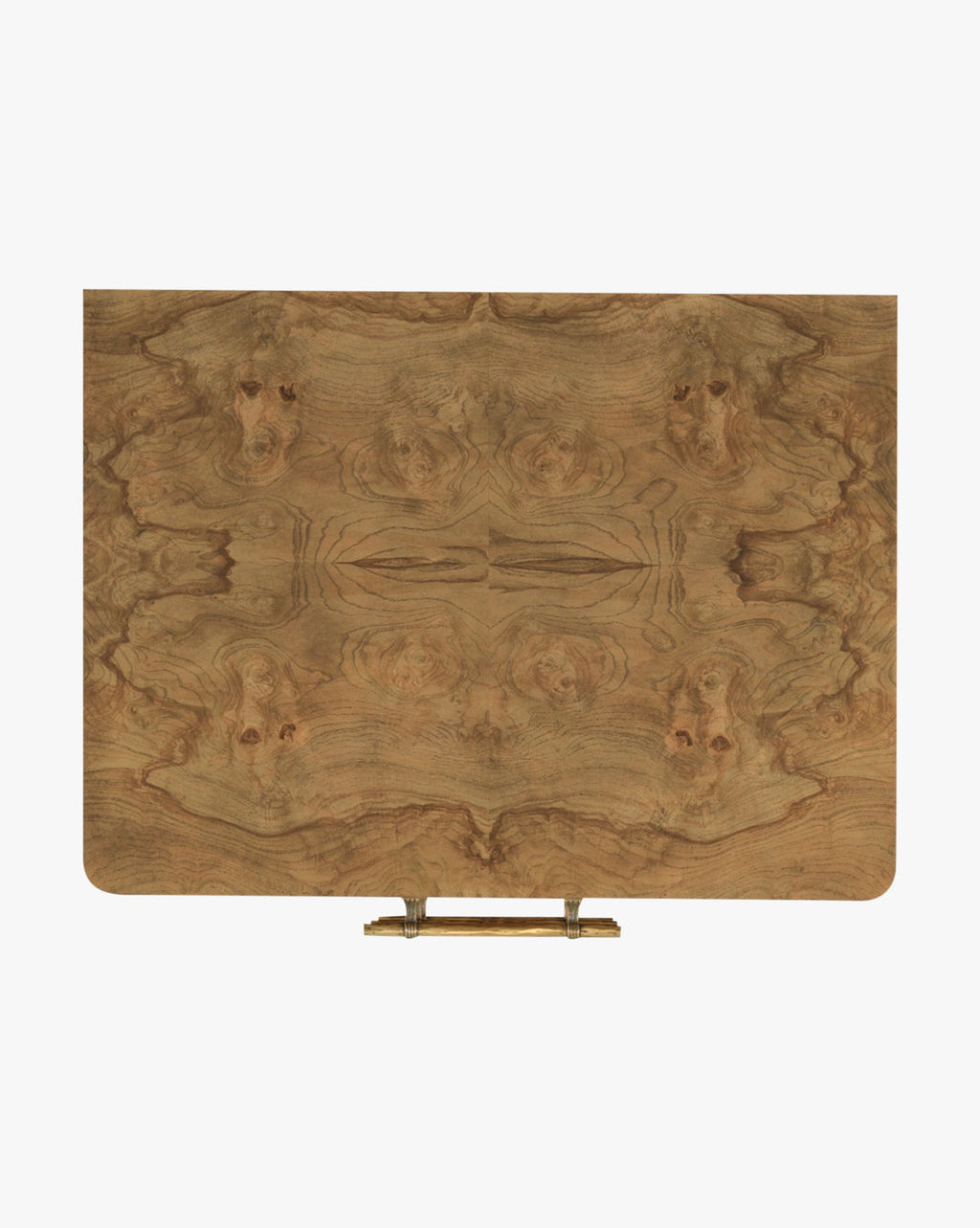Artisan Olive Ash Burl Nightstand with Brass Hardware & Tapered Legs for Bedroom